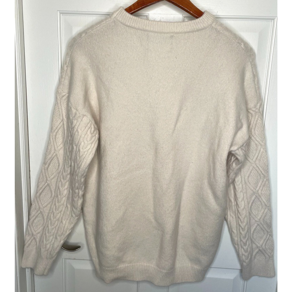 Aelfric Eden Men's Fisherman Cable-Knit Sweater Sz XL Cream Cozy Grandpa - Picture 4 of 9